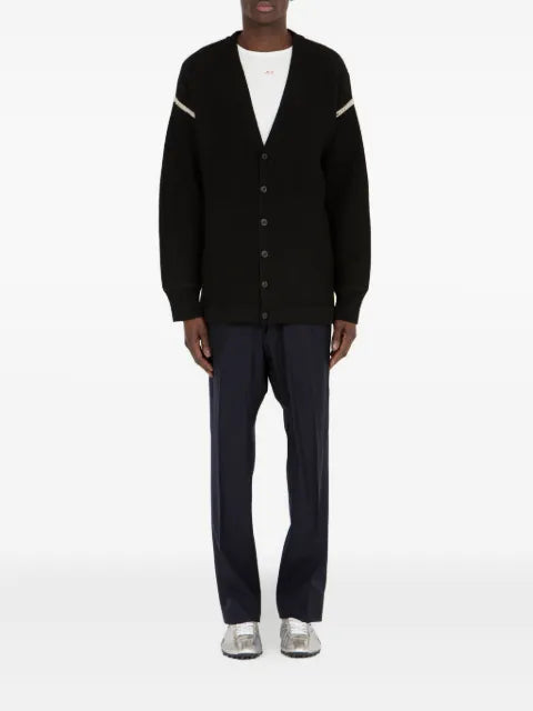 Maison Margiela ribbed wool elbow-patch cardigan
