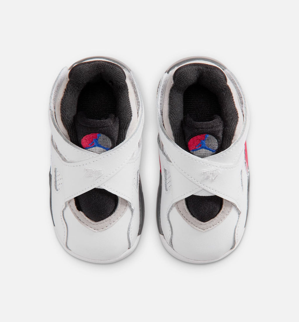 Air Jordan 8 Retro White and True Red Infant/Toddler Sneakers - White/Black/True Red