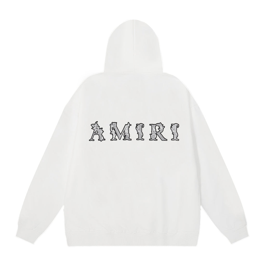 Amiri Multi‑Graphic Letter Logo Oversized Hoodie Streetwear Unisex