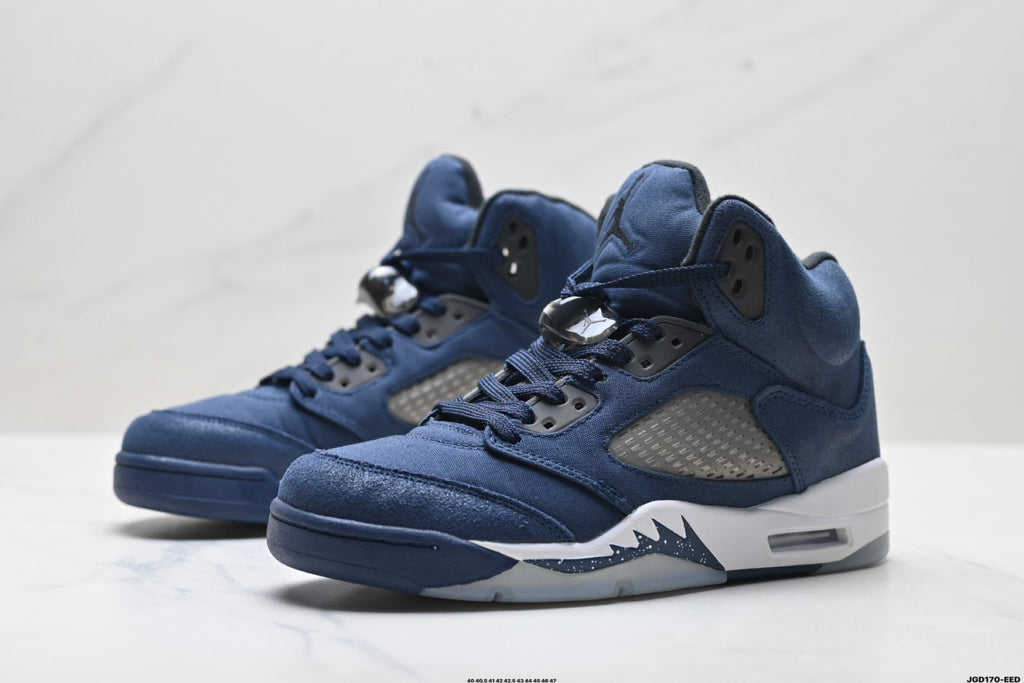 Air Jordan 5 Retro Navy Blue White Sneakers
