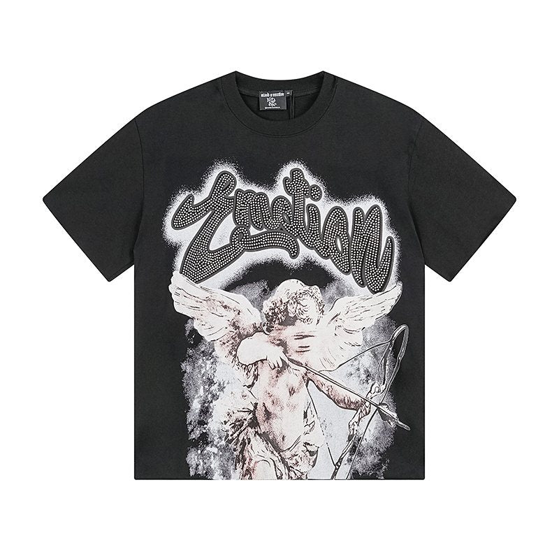 Mixed Emotion Angel Graphic Short-Sleeve T-Shirt