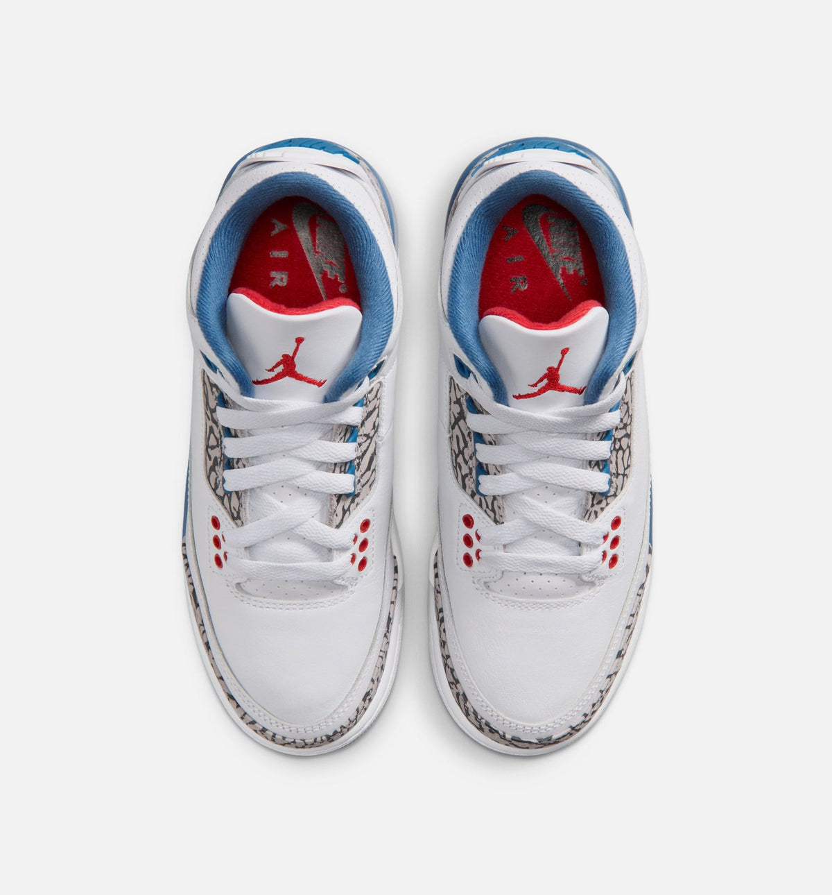 Air Jordan 3 Retro OG True Blue Grade School Sneakers - White / Fire Red / True Blue
