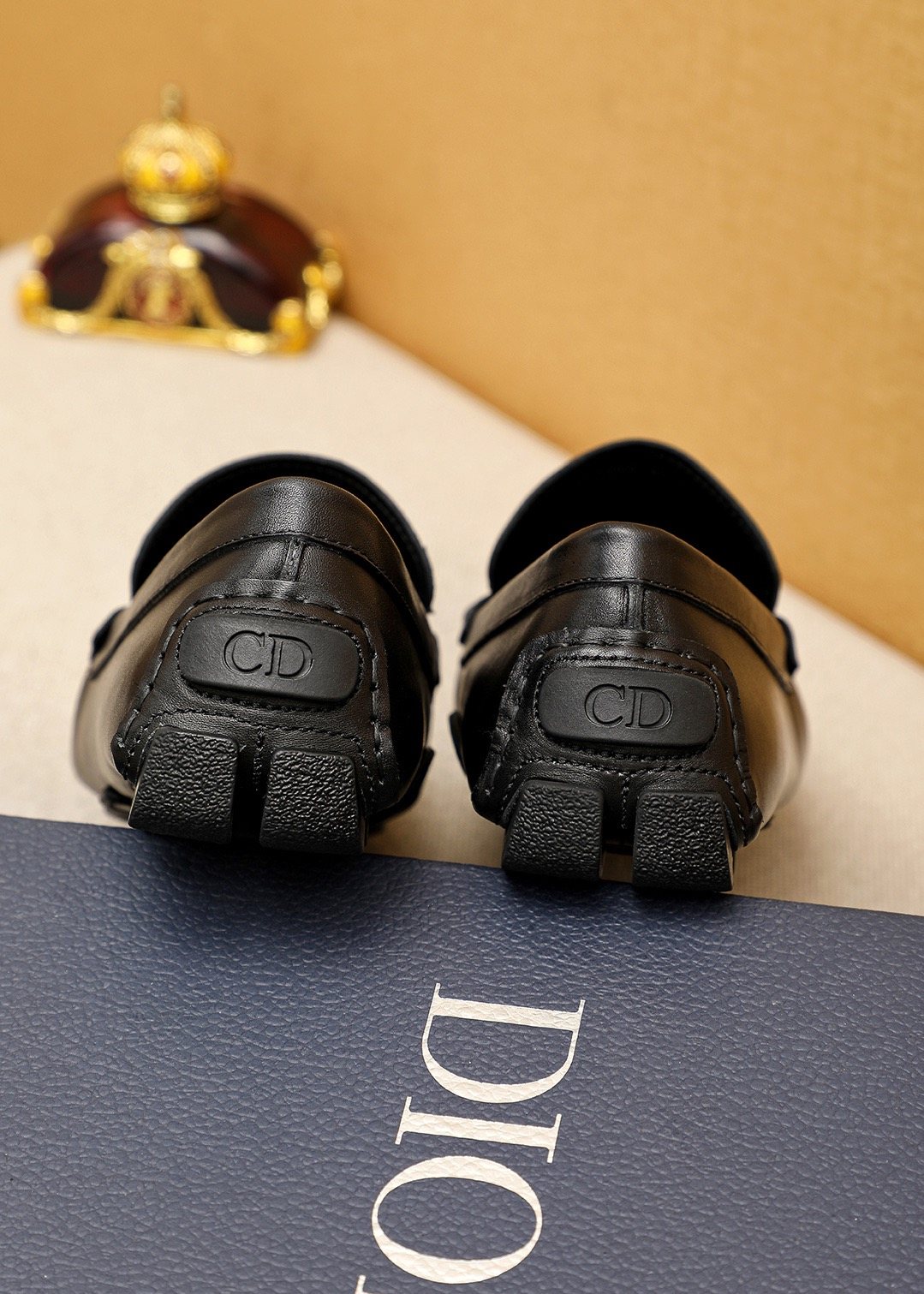 Dior Black Gold-Tone Hardware Loafers
