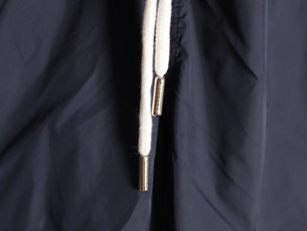 Moncler White-Emblem Drawstring Shorts - Dark Navy